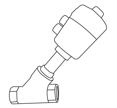 Dibujo de Válvula de asiento angular.