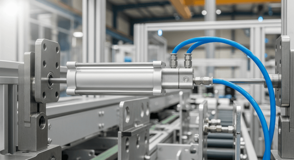 Cilindro delgado serie TGL doble efecto en maquinaria industrial